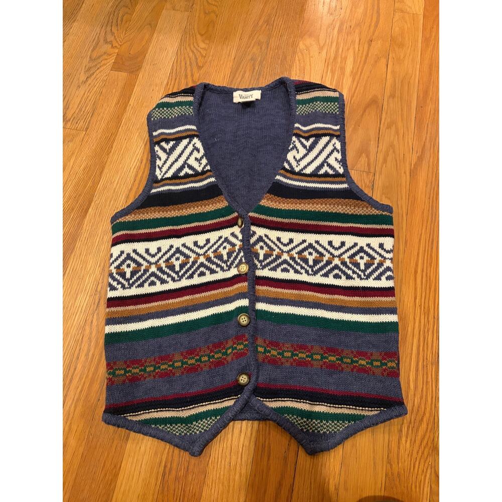 Adult small vintage knit vest by 100% Vanity